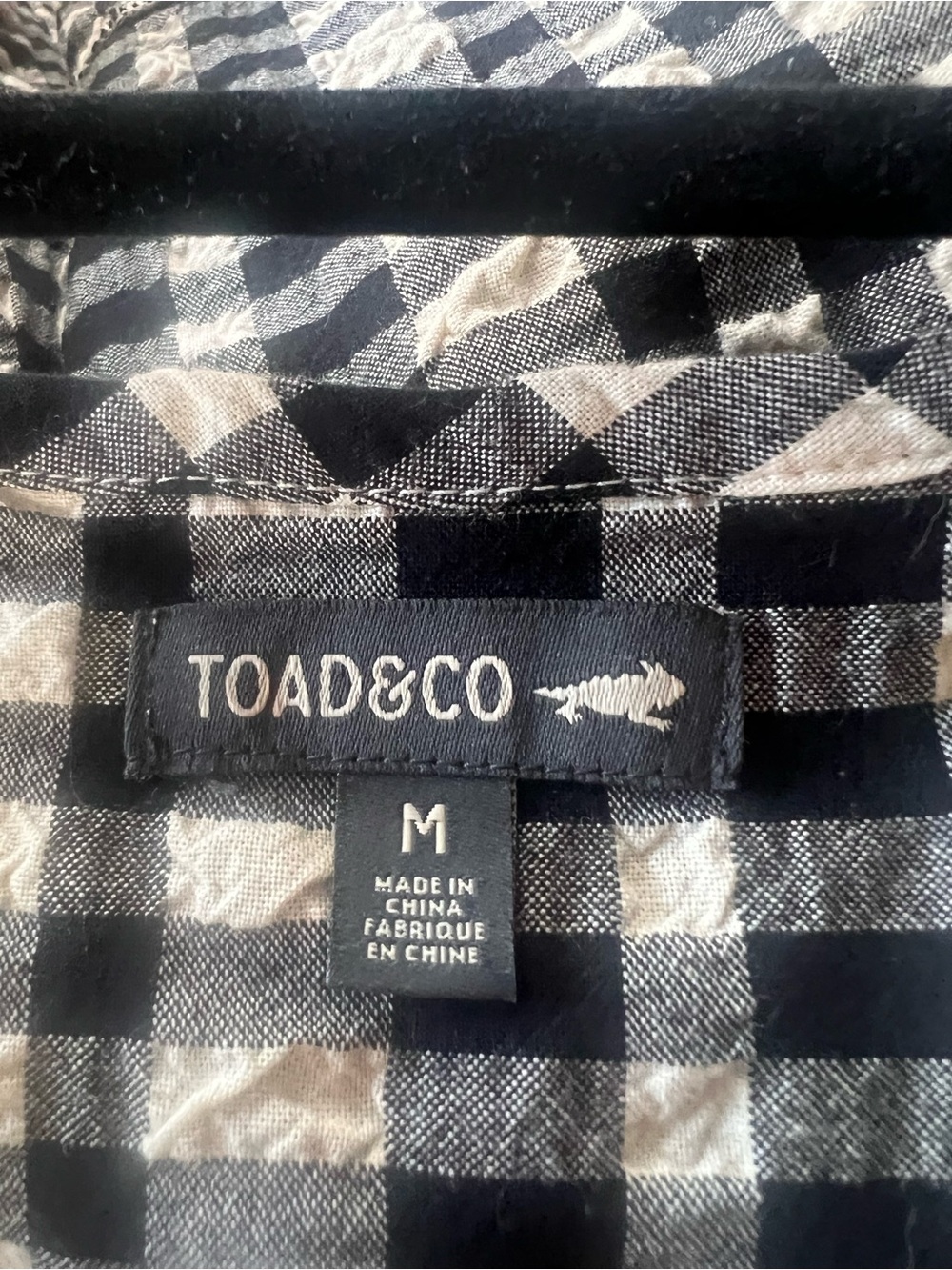 Toad&Co Black and White Gingham Tiered Mini Dress organic cotton - Picture 5 of 7